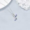 wholesale 925 Sterling Silver Dragonfly Pendant Necklaces with Blue Enamel and Cubic Zirconia for Women's Gift-0-2