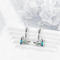 wholesale 925 Sterling Silver Opal Axe Drop Dangle Earrings Norse Viking s for Women-0-2
