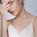 wholesale 14k Gold Heart Pendant With Green Clover And Diamonds-0-1