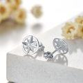 wholesale 925 Sterling Silver Compass Rose Stud Earrings with Cubic Zirconia (D VVS)-0-2