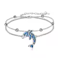 wholesale 925 Sterling Silver Blue Fire Opal Dolphin Charm Bracelet Wholesale for Women-0-0
