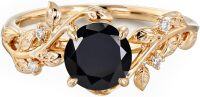 wholesale 10K Solid Gold 1Ct Round Gemstone Vintage Engagement Ring for Women-Emerald-Ruby-Opal-Alexandrite-Moissanite-Turquoise-Aquamarine-Blue Topaz-black onyx