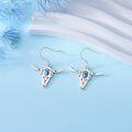 wholesale 925 Sterling Silver Turquoise Cow Skull Dangle Earrings for Women Gift Ideas-0-1