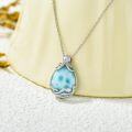 wholesale 925 Sterling Silver Larimar Octopus Ocean Wave Pendant Necklace for Women Gifts-0-2