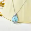 wholesale 925 Sterling Silver Larimar Octopus Ocean Wave Pendant Necklaces Wholesale for Women Gifts-0-2