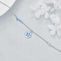 wholesale 925 Sterling Silver Blue Opal Sand Dollar Charm Anklet for Women Girls Beach  6-8 Adjustable Chain Length-0-2