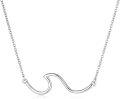 wholesale Gold 925 Sterling Silver Ocean Wave Pendant Necklaces Minimalist Chain Beach  for Women-0-32