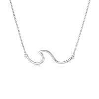 wholesale 925 Sterling Silver Wave Pendant Necklace Wholesale In Rose Gold Tone For Women Fashionable Minimalist Jewelry-Silver 18.0 Inches