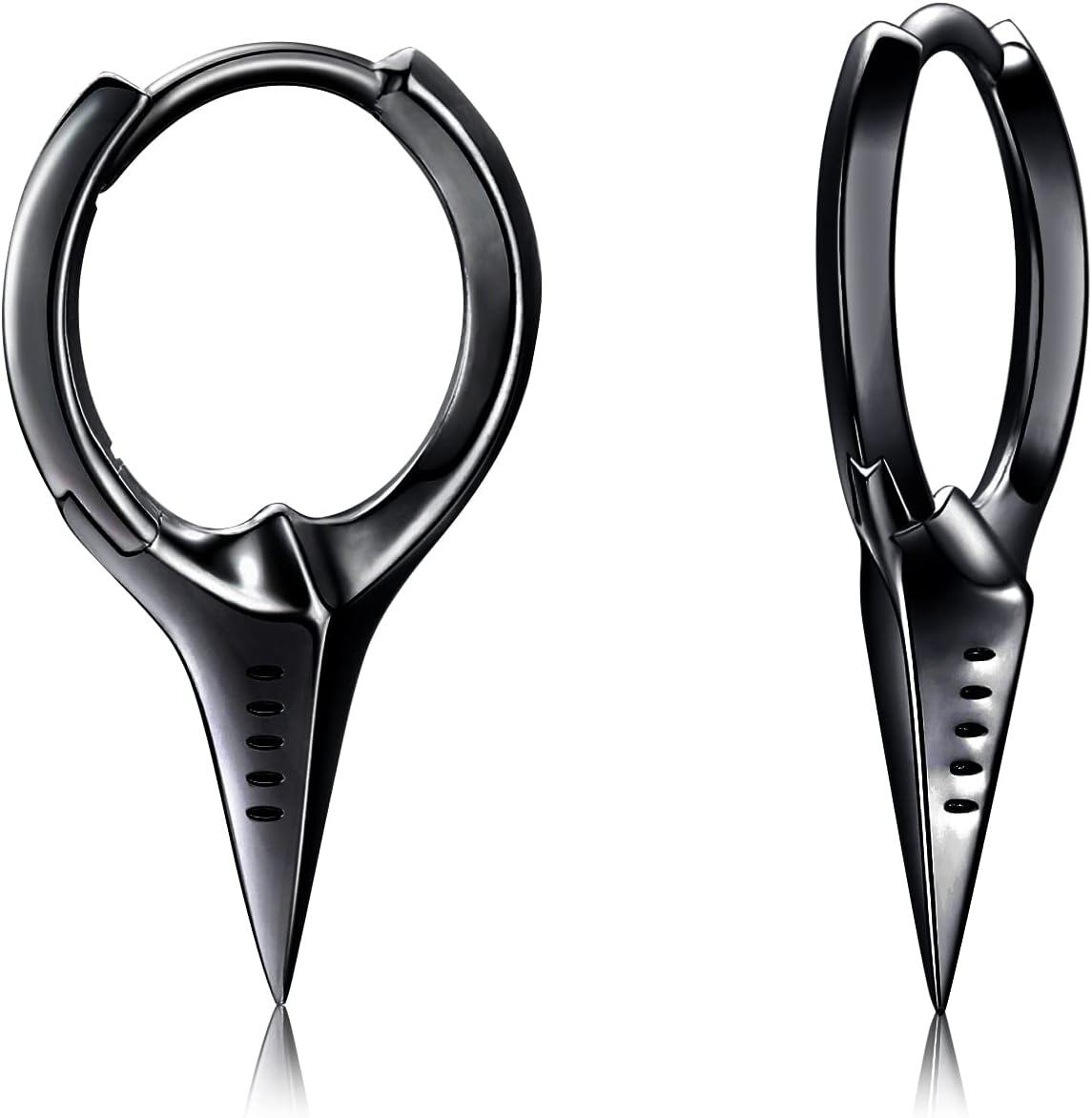 Sterling Silver Spike Sword Cross Huggie Hoop Earrings Punk Jewelry-B-Black