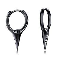 wholesale 925 Sterling Silver Spiked Cufflink Earrings Wholesale Black-Black