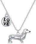 wholesale 925 Sterling Silver Dachshund Dog Love Charm Necklace for Women Girls Pet Lover -0-0