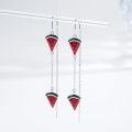 wholesale 925 Sterling Silver Watermelon Slice Drop Earrings for Women Girls-0-1