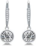 wholesale 925 Sterling Silver Moissanite Leverback Earrings, 2.0ct D Color SI1 Clarity, Classic Bezel Set-0-3