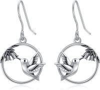 wholesale 925 Sterling Silver Hummingbird Dragonfly Butterfly & Cardinal Earrings - Valentine's Day Gifts-Hummingbird Dangle Earrings