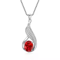 wholesale 925 Sterling Silver Gemstone Birthstone Infinity Pendant Necklace-created garnet