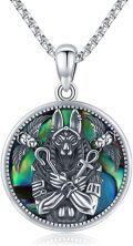 wholesale 925 Sterling Silver Egyptian Anubis Abalone Shell Pendant Necklace for Women and Men-0-0