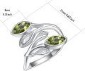 wholesale Sterling Silver Leaf Ring with Birthstone Adjustable Wrap Promise Engagement Wedding Rings for Women-0-23