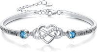 wholesale 925 Sterling Silver Blue Crystal Love Made You Family Infinity Heart Bracelet for Women-Bangle for Daughter-in-law