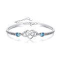 wholesale 925 Sterling Silver Blue Crystal Love Made You Family Infinity Heart Bracelet for Women-0-0