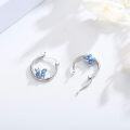 wholesale 925 Sterling Silver Blue Butterfly Huggie Hoop Earrings-0-1
