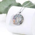 wholesale 925 Sterling Silver & 14K Gold Plated Purple Crystal Tree of Life Sister Necklace, 20mm Circle Pendant, Best Friend Gift for Women-0-1