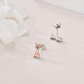 wholesale 925 Sterling Silver Rose Gold Fox Stud Earrings - Cute Animal  for Her-0-3