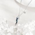wholesale 925 Sterling Silver Abalone Shell Italian Horn Pendant Necklace with Lucky Charm for Women and Men-0-4