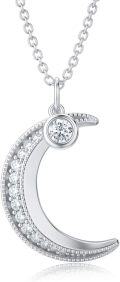 wholesale TOUPOP Moon Necklace For Women April Birthstone Necklace For Women 925 Sterling Silver Crescent Moon Pendant Necklace Moon Gifts For Women Birthday Christmas Gifts For Women Sister Mom Friend Wife -0-0