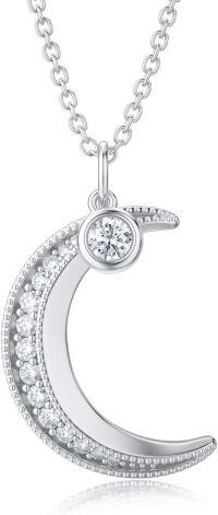 wholesale TOUPOP Moon Necklace For Women April Birthstone Necklace For Women 925 Sterling Silver Crescent Moon Pendant Necklace Moon Gifts For Women Birthday Christmas Gifts For Women Sister Mom Friend Wife -undefined