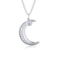 TOUPOP Sterling Silver April Birthstone Moon Pendant Necklace-undefined