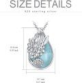 wholesale 925 Sterling Silver Larimar Flower Teardrop Pendant Necklace for Women and Girls-0-3