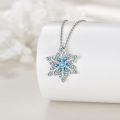 wholesale 925 Sterling Silver Blue Zircon Snowflake Pendant Necklace with Hexagonal Design & Gift Box-0-2