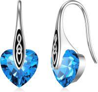 wholesale 925 Sterling Silver Birthstone Celtic Dangle Drop Earrings Hypoallergenic Hook Irish Jewelry Gifts-Silver-12-Dec