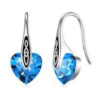wholesale 925 Sterling Silver Heart Drop Earrings Wholesale With Cz And Celtic Design-Silver-12-Dec