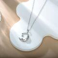 wholesale 925 Sterling Silver Crescent Moon & Star Charm Necklace - Celestial s for Her-0-2