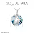 TOUPOP Sterling Silver Blue Crystal Tree Of Life Butterfly Pendant Necklace-0-3