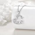 wholesale 925 Sterling Silver Elephant Family Heart-Shaped Pendant Necklace with Cubic Zirconia Stones for Women Girls  48cm Chain Length-0-2