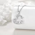 wholesale 925 Sterling Silver Elephant Family Heart-Shaped Pendant Necklace with Cubic Zirconia Stones for Women Girls  48cm Chain Length-0-2