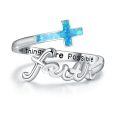 wholesale 925 Sterling Silver Cross Opal Faith Ring-0-0