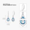 wholesale 925 Sterling Silver Blue Turquoise Teardrop Dangle Earrings with CZ Stones for Women (Lever Back)-0-4