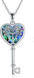 wholesale 925 Sterling Silver Abalone Shell Tree of Life Triple Moon Goddess Pendant Necklace-0-1