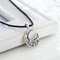 wholesale 925 Sterling Silver Moon and Wolf Pendant Necklace with Black Onyx for Women-0-1
