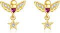wholesale 14K Gold CZ Heart & Wings Dangle Earrings for Women-0-1