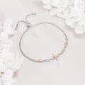 wholesale 925 Sterling Silver Rose Gold Flower & Crystal Adjustable Bolo Bracelet for Women Girls Religious s-0-2