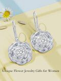 wholesale 925 Sterling Silver Flower Drop Earrings with Cubic Zirconia Gift for Women-0-4