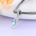 wholesale 925 Sterling Silver Heart-Shaped Blue Moonstone Initial N Charm Pendant Necklace Gift-0-7