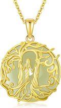 wholesale 14K Gold Sterling Silver Jade Tree of Life Necklace for Women-0-5