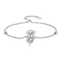 wholesale  Metal Stone Maltese Dog Birthstone Bracelet Gift for Women ( chars)-April