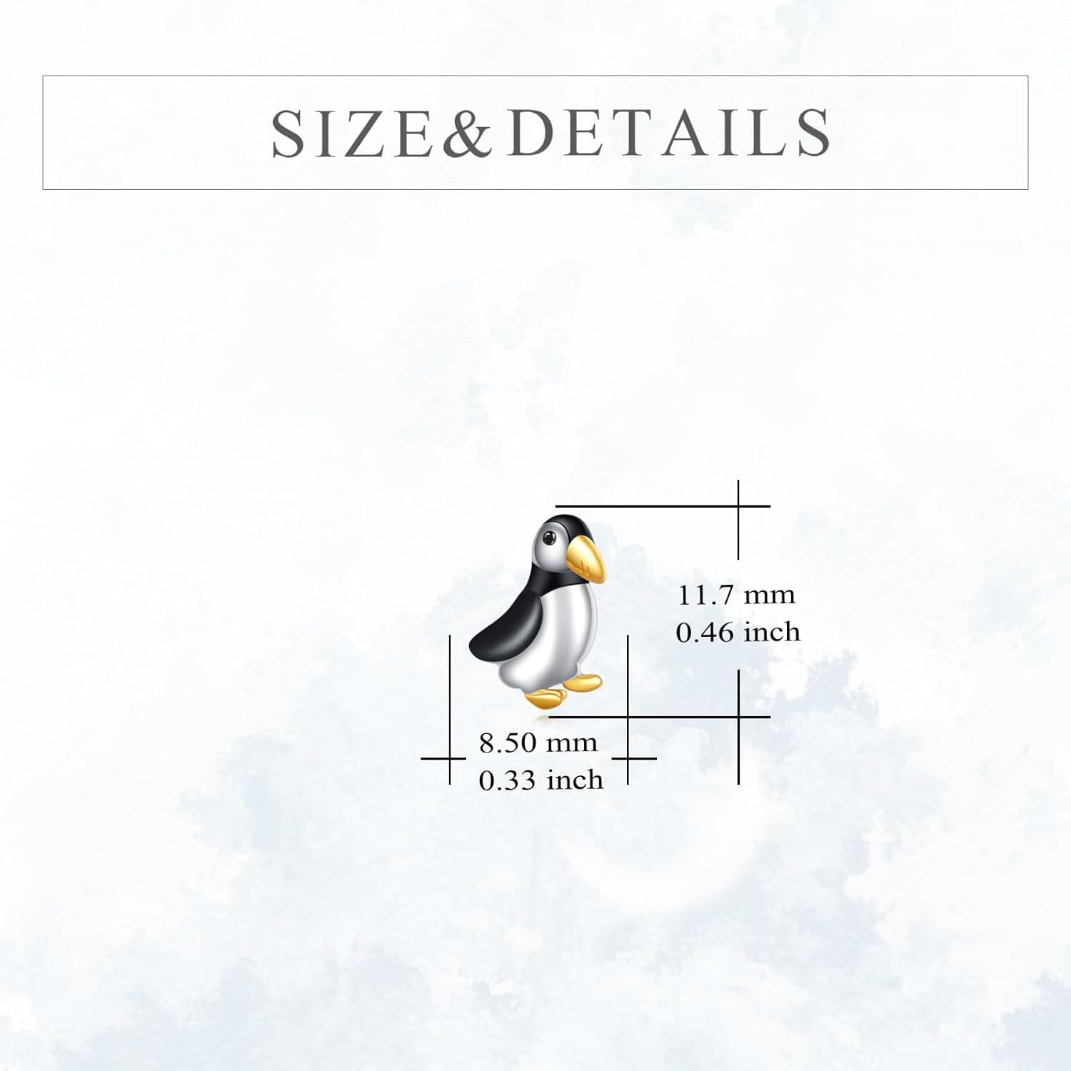925 Sterling Silver Penguin Stud Earrings-0-3