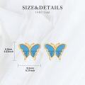 wholesale 14K Gold Turquoise and Blue Opal Butterfly Stud Earrings for Women-0-3